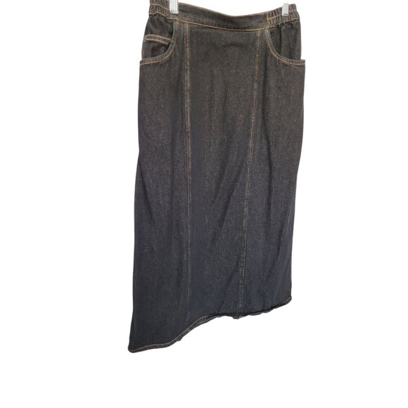 Cathy Daniels Long Denim Skirt Vtg Women's M Straight Pockets Elastic Back - Picture 3 of 16